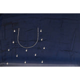 Navy Blue Georgette Saree With Hand Embroidered Mirror Work Border