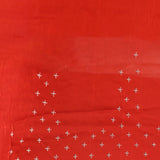 Red Georgette Saree With All Over Hand Embroidered Star Motifs And Chevron Border