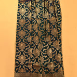 Teal Blue Pure Silk Banarasi Saree | Gold Zari All-Over Floral Jaal & Broad Zari Pallu