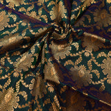 Teal Blue Pure Silk Banarasi Saree | Gold Zari All-Over Floral Jaal & Broad Zari Pallu