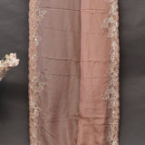 Blush Peach Organza Saree With Hand Embroidered 3D Flower Border And Leaf Detailing