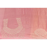 Pink Georgette Saree With Hand Embroidered Pearl Medallion Border