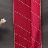 Rani Pink Georgette Saree With All Over Hand Embroidered Pearl Trellis Pattern