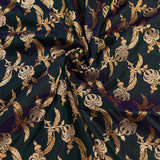 Dark Teal Pure Silk Banarasi Saree | Gold & Silver Zari All-Over Floral Jaal & Dense Floral Pallu