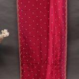 Pink Georgette Saree With All Over Hand Embroidered Butti And Chevron Border