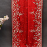 Red Georgette Saree With All Over Hand Embroidered Sequin Floral Pallu