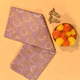Mauve Purple Gold Zari Floral Jaal Pure Silk Banarasi Saree