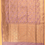 Mauve Purple Gold Zari Floral Jaal Pure Silk Banarasi Saree