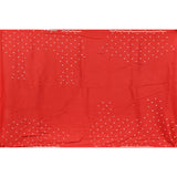 Red Georgette Saree With Hand Embroidered White Floral Border