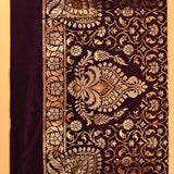 Dark Purple Dual Tone Zari Floral Jaal Pure Silk Banarasi Saree