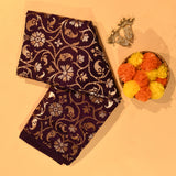 Dark Purple Dual Tone Zari Floral Jaal Pure Silk Banarasi Saree