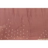 Rust Brown Georgette Saree With Hand Embroidered Butti And Scalloped Border
