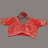 Red And Pink Dual-Tone Organza Saree With Hand Embroidered Zari Border And Floral Booti