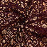 Dark Purple Dual Tone Zari Floral Jaal Pure Silk Banarasi Saree