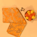 Yellow Gold Zari Shikargah Pure Silk Banarasi Saree With Rust Orange Contrast Border