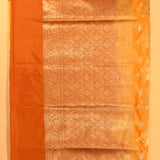 Yellow Gold Zari Shikargah Pure Silk Banarasi Saree With Rust Orange Contrast Border