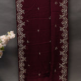 Maroon Georgette Saree With Hand Embroidered Gold Sequin Floral Border