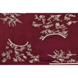 Maroon Georgette Saree With Hand Embroidered Gold Sequin Floral Border