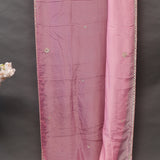 Coral Pink Hand Embroidered Mirror Floral Border Saree