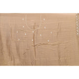 Golden Tan Hand Embroidered Mirror Floral Scalloped Border Saree