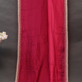 Pink-Red Hand Embroidered Pearl Rosette Border Saree