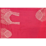 Pink-Red Hand Embroidered Pearl Rosette Border Saree