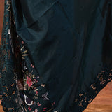 Deep Green Embroidered Satin Silk Saree
