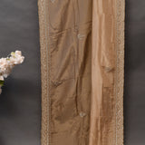 Tan Gold Hand Embroidered Floral Booti Dual Border Saree