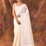 White Floral Silk Blend Saree