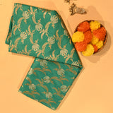 Teal Green Dual Tone Zari All-Over Floral Jaal Pure Silk Banarasi Saree With Dense Floral Pallu