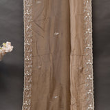 Coffee Brown Hand Embroidered Silver Sequin Botanical Border Saree