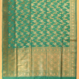 Teal Green Dual Tone Zari All-Over Floral Jaal Pure Silk Banarasi Saree With Dense Floral Pallu