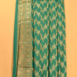 Teal Green Dual Tone Zari All-Over Floral Jaal Pure Silk Banarasi Saree With Dense Floral Pallu