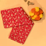 Red & Beige Gold Zari All-Over Floral Vine Jaal Pure Silk Banarasi Saree With Broad Plain Zari Pallu