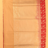 Red & Beige Gold Zari All-Over Floral Vine Jaal Pure Silk Banarasi Saree With Broad Plain Zari Pallu