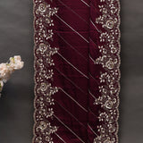 Maroon Hand Embroidered Sequin Floral Saree