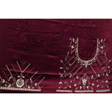 Maroon Hand Embroidered Sequin Floral Saree