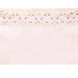 White Floral Embroidered Silk Blend Saree