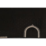 Black Saree With Stone Floral Booti And Multi-Row Gold Border
