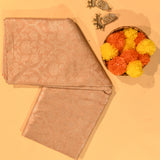 Peach Copper Zari All-Over Floral Jaal Pure Silk Banarasi Saree With Self Woven Pallu