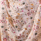 White Floral Embroidered Silk Blend Saree