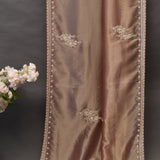 Antique Gold Hand Embroidered Georgette Saree With Floral Bouquet Motifs