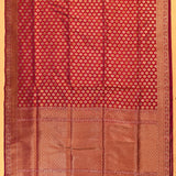 Maroon Gold Zari All-Over Floral Butti Pure Silk Banarasi Saree With Diamond Jaal Pallu