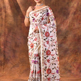 White Embroidered Tissue Silk Saree
