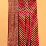 Maroon Gold Zari All-Over Floral Butti Pure Silk Banarasi Saree With Diamond Jaal Pallu