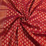 Maroon Gold Zari All-Over Floral Butti Pure Silk Banarasi Saree With Diamond Jaal Pallu