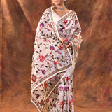 White Embroidered Tissue Silk Saree