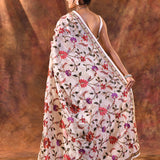 White Embroidered Tissue Silk Saree