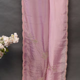 Pastel Pink Organza Saree With Hand Embroidered Leaf Sprigs And Coin Sequin Border