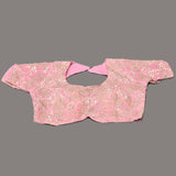 Pastel Pink Organza Saree With Hand Embroidered Leaf Sprigs And Coin Sequin Border